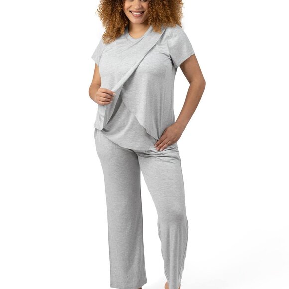 Maternity Nursing Pajama Set Tulip Hem Soft Viscose Lounge Wear